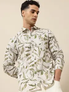 Mr Bowerbird Men Premium Tailored Fit Floral Printed Cotton Linen Casual Shirt
