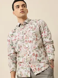 Mr Bowerbird Men Premium Tailored Fit Floral Printed Cotton Linen Casual Shirt