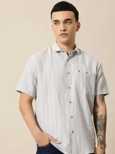 Mr Bowerbird Men Premium Striped Linen Cotton Casual Shirt