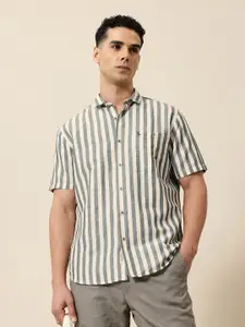 Mr Bowerbird Men Premium Striped Linen Cotton Casual Shirt