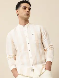 Mr Bowerbird Men Premium Tailored Fit Striped Linen Cotton Casual Shirt