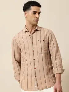 Mr Bowerbird Men Premium Tailored Fit Striped Linen Cotton Casual Shirt