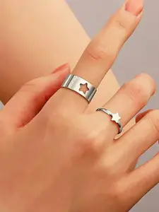 Jewels Galaxy Set of 2 Silver Plated Finger Ring