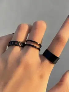 Jewels Galaxy Set Of 3 Silver Plated Finger Rings