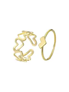 Jewels Galaxy Set Of 2 Gold Plated Finger Ring