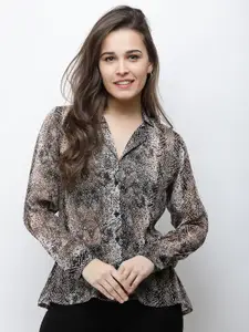 BAESD India Slim  Animal Printed Georgette Spread Collar Slim Fit Casual Shirt