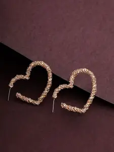Priyaasi Gold Plated Heart Shape Hoop Earrings