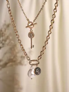 Priyaasi Gold Plated Key Locket Necklace