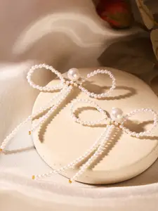 Priyaasi Gold-Plated Bow Shape Drop Earrings