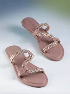 DressBerry Women Striped Open Toe Flats