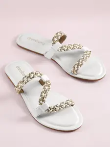 DressBerry Women Striped Open Toe Flats