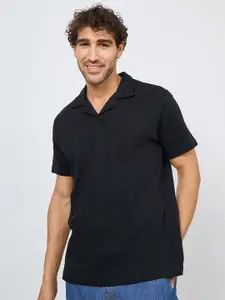 Styli Black Polo Collar Short Sleeves Eco-Earth Regular T-shirt