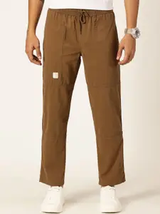 Thomas Scott Men Relaxed Loose Fit Mid-Rise Pure Cotton Trousers