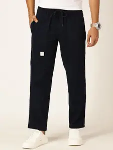 Thomas Scott Men Relaxed Loose Fit Mid-Rise Pure Cotton Easy Wash Trousers