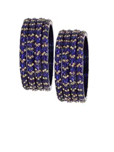 LAVAZZA Set Of 8 Gold Plated Cubic Zirconia Studded Bangles