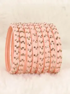 LAVAZZA Set Of 8 Gold-Plated Crystals Zircon-Studded Bangles