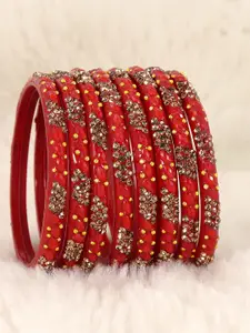 LAVAZZA Set Of 8 Gold-Plated Crystals Zircon-Studded Bangles
