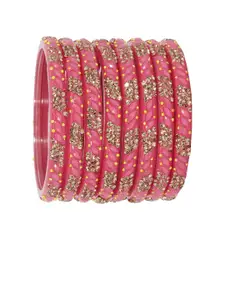 LAVAZZA Set Of 8 Gold-Plated Crystal Stones Studded Bangles