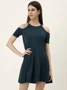 TANDUL Cold-Shoulder Sleeves Mini A-Line Dress