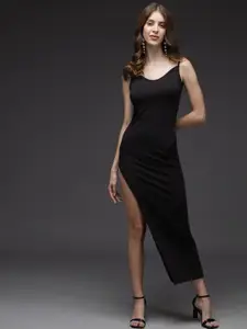 TANDUL Women Shoulder Straps Jacquard Midi Sheath Dress