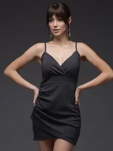 TANDUL Sleeveless Shoulder Straps Bodycon Mini Dress