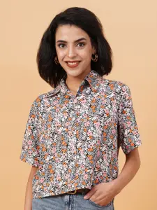 Kotty Black Floral Printed Casual Shirt