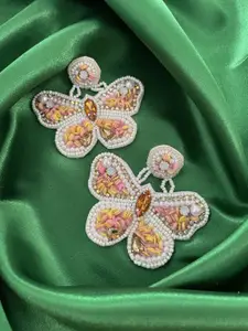 Digital Dress Room Beaded Butterfly Drop Earrings