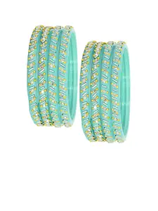 LAVAZZA Set of 8 Crystals Cubic Zirconia Studded & Beaded Bangles