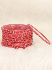 LAVAZZA Set of 12 Zircon-Stones & beads Studded Glass Bangles