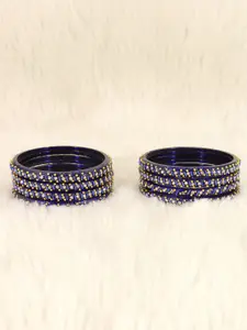 LAVAZZA Set Of 8 Crystals Cubic Zirconia Studded & Beaded Bangles