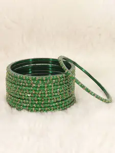 LAVAZZA Set Of 12 Crystals Cubic Zirconia Studded & Beaded Bangles