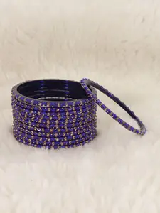 LAVAZZA Set Of 12 Crystals Cubic Zirconia Studded & Beaded Bangles