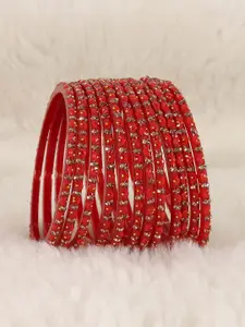 LAVAZZA Set Of 12 Glass Crystals Cubic Zirconia Studded & Beaded Bangles