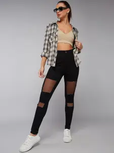 DOLCE CRUDO Women Slim Fit High-Rise Highly Distressed Cotton Stretchable Jeans