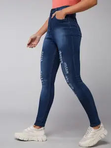 DOLCE CRUDO 
Women Skinny Fit High-Rise Light Fade Stretchable Jeans