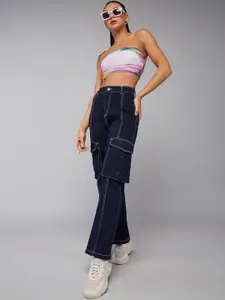 DOLCE CRUDO 
Women Wide leg High rise Clean look Regular Stretchable Denim Jeans