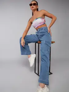 DOLCE CRUDO Spring Fever Women Blue Clean Look Wide Leg High-Rise Stretchable Jeans