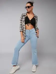 DOLCE CRUDO Women Bootcut High-Rise Stretchable Clean Look Jeans