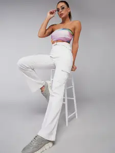 DOLCE CRUDO 
Women Wide Leg High Rise Clean Look Regular Stretchable Denim Jeans