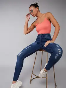 DOLCE CRUDO 
Women Skinny Fit High Rise Light Fade Stretchable Jeans