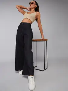 DOLCE CRUDO Women Black Relaxed Fit High Rise Clean Look Stretchable Jeans