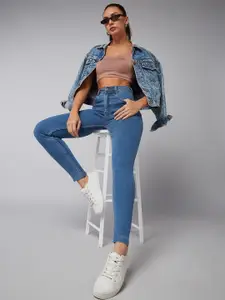 DOLCE CRUDO Eternal Flame Women Blue Clean Look High-Rise Skinny Fit Stretchable Jeans