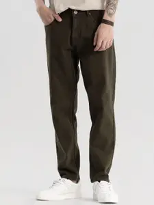 Snitch Men Olive Green Relaxed Fit Pure Cotton Jeans