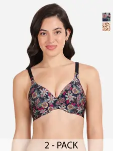 shyaway Pack Of 2 Floral Printed Lightly Padded Medium Coverage Bra- All Day Comfort