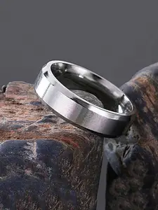 Yellow Chimes Men Rhodium-Plated Band Style Finger Ring