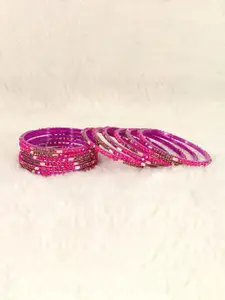 LAVAZZA Set Of 12 Gold Plated Cubic zirconia Studded Bangles