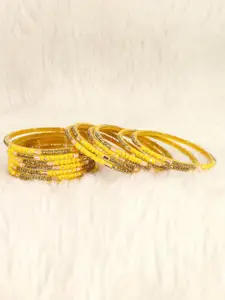 LAVAZZA Set Of 12 Gold Plated Crystals Studded & Beaded Bangles