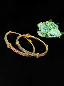 LAVAZZA Set Of 2 Gold-Plated Crystals & Cubic Zirconia Studded Bangles