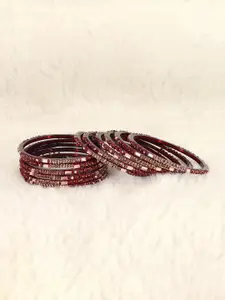 LAVAZZA Set Of 12 Crystals Cubic Zirconia Studded & Beaded Bangles