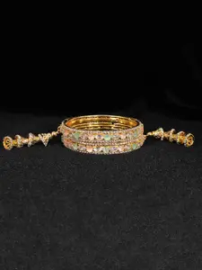 LAVAZZA Set Of 2 Gold Plated Crystals Studded Bangles